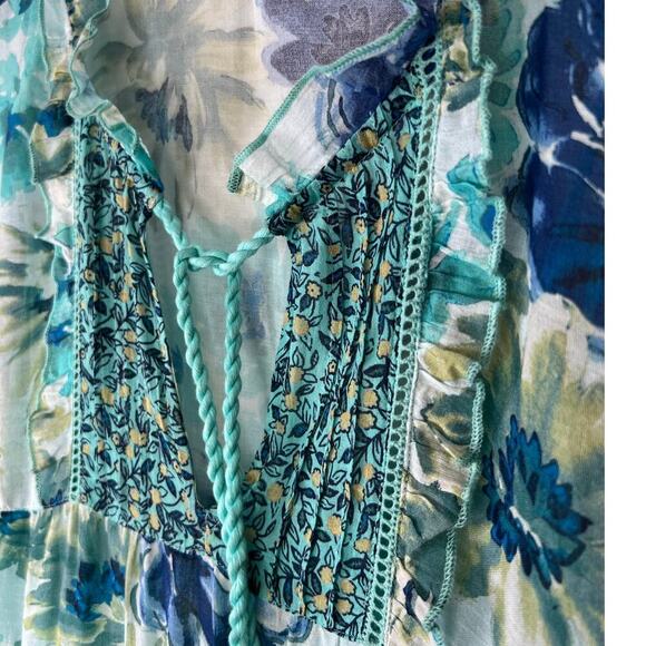 SUNDANCE Floral Ruffle Lace Fields Of Beauty Turquoise Dress Size XXL - Picture 5 of 16